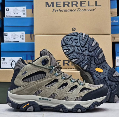 بوت طبیعتگردی، کوهنوردی و ترکینگ مرل Moab Mid GORE-TEX ساقبلند با زیره ویبرام | اصل ویتنام/مرل گورتکس /سایز ۴۰_۴۱_۴۲_۴۳_۴۴_۴۵/همراه با جعبه/ ضمانت کیفیت کالا